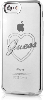 Панель Guess Signature Hearts для Apple iPhone 7 Сріблястий (3700740386538)