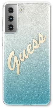 Etui plecki Guess Glitter Gradient Script do Samsung Galaxy S21 Plus Blue (3700740496015)