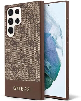 Etui plecki Guess 4G Stripe Collection do Samsung Galaxy S23 Ultra Brown (3666339117573)