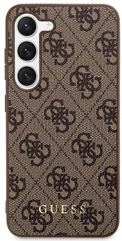 Etui plecki Guess 4G Metal Gold Logo do Samsung Galaxy S23 Brown (3666339116989)