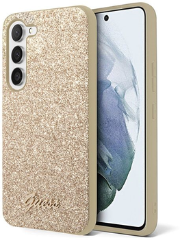 Etui plecki Guess Glitter Script do Samsung Galaxy S23 Gold (3666339114787)