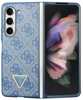 Панель Guess Leather 4G Triangle Strass для Samsung Galaxy Z Fold 5 Синій (3666339174095)