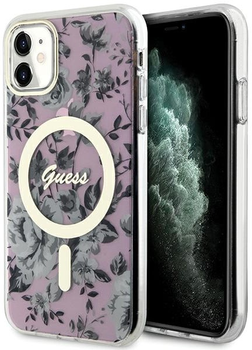 Панель Guess Flower MagSafe для Apple iPhone 11 Рожевий (3666339126711)