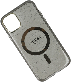 Панель Guess Glitter Gold MagSafe для Apple iPhone 11 Чорний (3666339125509)