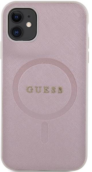 Панель Guess Saffiano MagSafe для Apple iPhone 11 Рожевий (3666339156084)