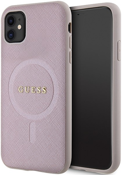 Панель Guess Saffiano MagSafe для Apple iPhone 11 Рожевий (3666339156084)