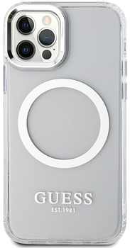 Etui plecki Guess Metal Outline Magsafe do Apple iPhone 12/12 Pro Silver (3666339169947)