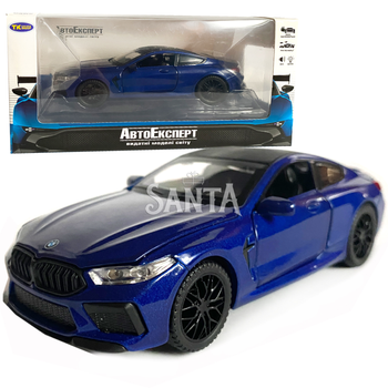 Іграшкова машинка металева BMW M8 Competition Coupe, БМВ, синя, звук, світло, інерція, відчин двері, багажник, капот, Автоексперт, 1:32, 15*7*5см (ТК-12340)
