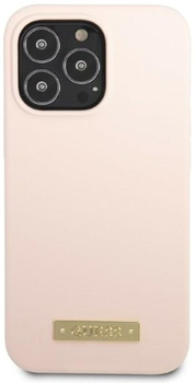 Панель Guess Silicone Logo Plate MagSafe для Apple iPhone 13/13 Pro Рожевий (3666339056872)