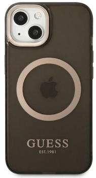 Панель Guess Gold Outline Translucent MagSafe для Apple iPhone 13 Чорний (3666339057022)