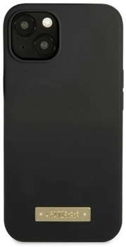 Etui plecki Guess Silicone Logo Plate MagSafe do Apple iPhone 13 mini Black (3666339056810)