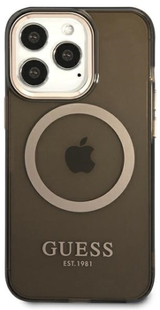 Etui plecki Guess Gold Outline Translucent MagSafe do Apple iPhone 13 Pro Max Black (3666339057046)