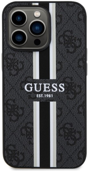 Панель Guess 4G Printed Stripes MagSafe для Apple iPhone 13 Pro Max Чорний (3666339119669)