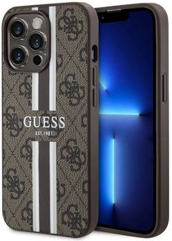 Панель Guess 4G Printed Stripes MagSafe для Apple iPhone 13 Pro Max Коричневий (3666339119768)