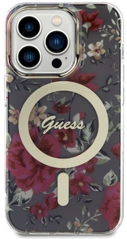 Etui plecki Guess Flower MagSafe do Apple iPhone 14 Pro Khaki (3666339115616)