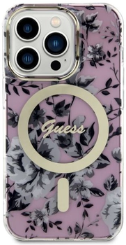 Панель Guess Flower MagSafe для Apple iPhone 14 Pro Рожевий (3666339115579)