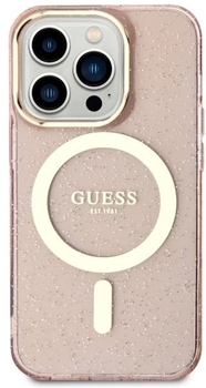 Etui plecki Guess Glitter Gold MagSafe do Apple iPhone 14 Pro Pink (3666339125882)