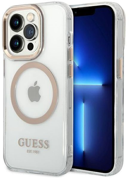 Панель Guess Metal Outline Magsafe для Apple iPhone 14 Pro Золотий (3666339069728)