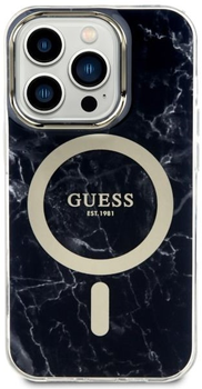 Панель Guess Marble MagSafe для Apple iPhone 14 Pro Чорний (3666339118303)