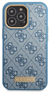 Панель Guess 4G Logo Plate MagSafe для Apple iPhone 14 Pro Синій (3666339070007)