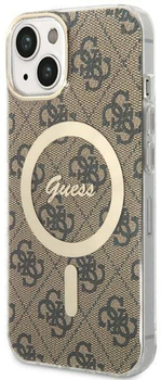 Etui plecki Guess 4G MagSafe do Apple iPhone 14 Plus Brown (3666339127213)