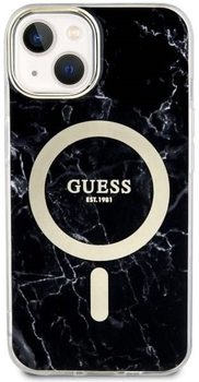 Панель Guess Marble MagSafe для Apple iPhone 14 Plus Чорний (3666339127251)