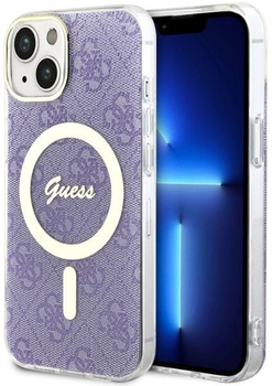 Etui plecki Guess 4G MagSafe do Apple iPhone 14 Purple (3666339127190)