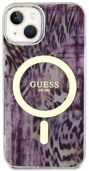 Etui plecki Guess Leopard MagSafe do Apple iPhone 14 Pink (3666339115678)