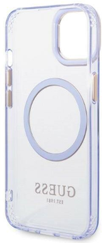 Панель Guess Gold Outline Translucent MagSafe для Apple iPhone 14 Фіолетовий (3666339069544)