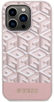 Панель Guess G Cube Stripes MagSafe для Apple iPhone 14 Pro Max Рожевий (3666339112530)