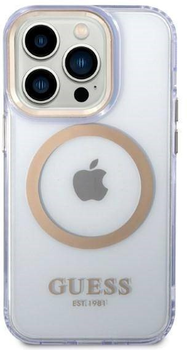 Панель Guess Gold Outline Translucent MagSafe для Apple iPhone 14 Pro Max Фіолетовий (3666339069575)