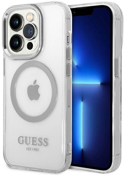 Панель Guess Metal Outline Magsafe для Apple iPhone 14 Pro Max Сріблястий (3666339069858)