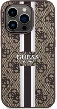 Панель Guess 4G Printed Stripes MagSafe для Apple iPhone 14 Pro Max Коричневий (3666339119805)
