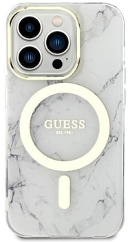Панель Guess Marble MagSafe для Apple iPhone 14 Pro Max Білий (3666339118334)