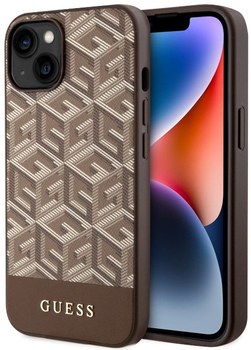 Etui plecki Guess G Cube Stripes MagSafe do Apple iPhone 14 Plus Brown (3666339112479)
