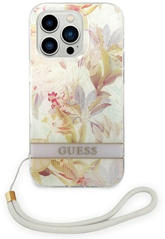 Etui plecki Guess Flower Strap do Apple iPhone 14 Pro Purple (3666339093938)