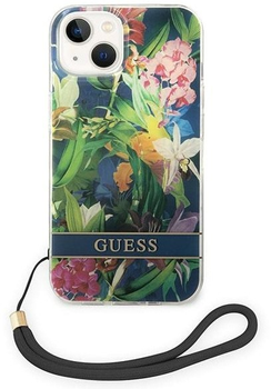 Панель Guess Flower Strap для Apple iPhone 14 Синій (3666339093952)