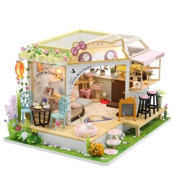3D Інтер'єрний конструктор DIY House Румбокс Hongda craft «Котики та кава»‎ (M2111)