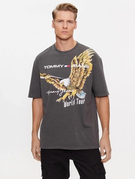 Koszulka męska bawełniana Tommy Jeans DM0DM17737 L Grafitowa (8720644975879)
