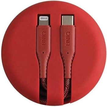Kabel Uniq MFI Halo USB Type-C - Lightning 18W 1.2 m nylonowy zwijany Czerwony (8886463666029)