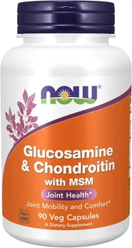 Глюкозамін, хондроїтин і МСМ Now Foods Glucosamine & Chondroitin with MSM, Joint Health, Mobility and Comfort, 90 капсул