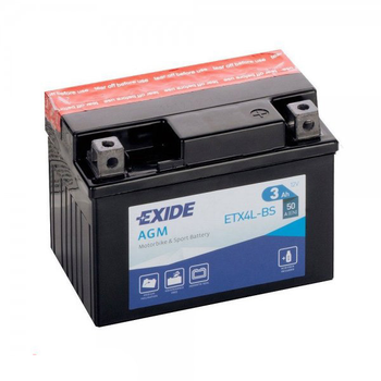 Мото аккумулятор 3Ач 50А "+" справа EXIDE, ETX4L-BS