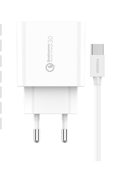 Зарядное устройство Foneng EU46 QC3.0 Charger (Fast 3A) + кабель Type C