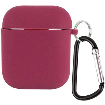 Силиконовый футляр с микрофиброй для наушников Epik Airpods 1/2 Бордовый / Plum