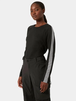Термолонгслив женский демисезонный Helly Hansen W Lifa Active Stripe Crew 49413-990 L Black (7040056901435)