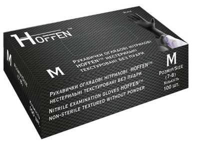 Перчатки нитриловые Hoffen размер M 50 пар Черные (CM_66008)