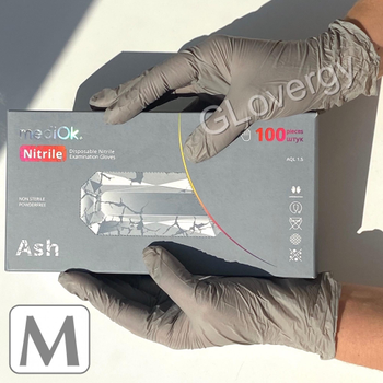 Рукавички нітрилові Mediok Ash розмір M сірого кольору 100 шт