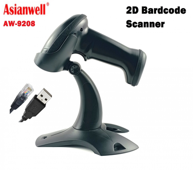 1D / 2D QR Сканер штрих-кодів з підставкою Asianwell AW-9208