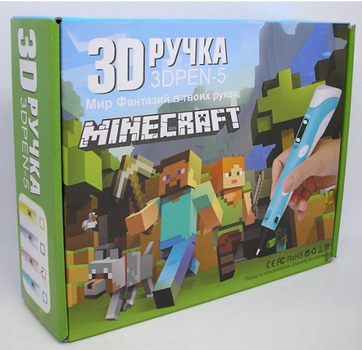 3D ручка фіолетова для дітей із трафаретами дисплеєм майнкрафт Minecraft 3Д малювання пластиком
