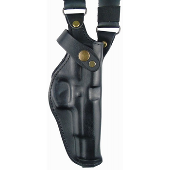 Кобура Медан для Walther P38 оперативная кожаная формованная двухслойная с кожаным креплением и подсумком под магазин вертикальная (1008 Walther P38)
